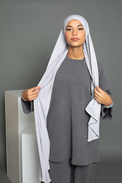 Premium ready-to-tie hijab Sandy pearl gray jersey