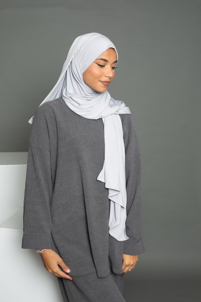 Hijab prêt à nouer premium Sandy jersey gris perlé