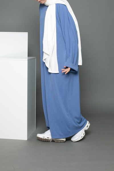 Abaya oversize jeune fille bleu jean