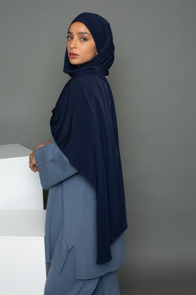 Hiyab premium listo para atar Jersey azul oscuro Sandy