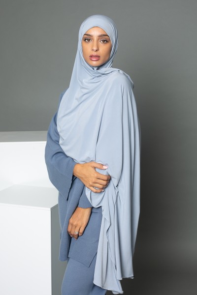 Hiyab de punto Premium Sandy azul gris