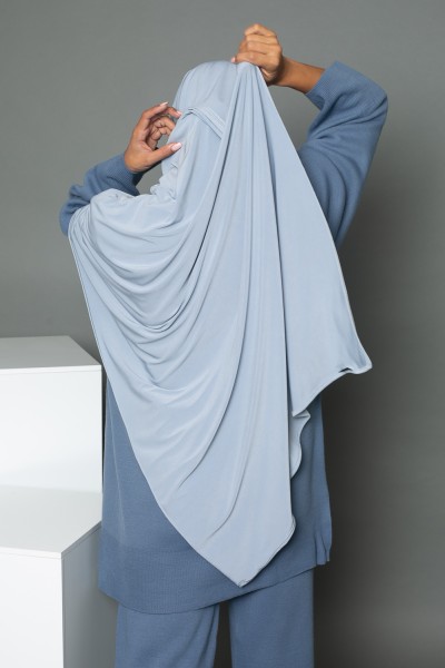 Hijab premium Sandy jersey bleu gris