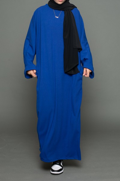 Abaya oversize jeune fille bleu roi