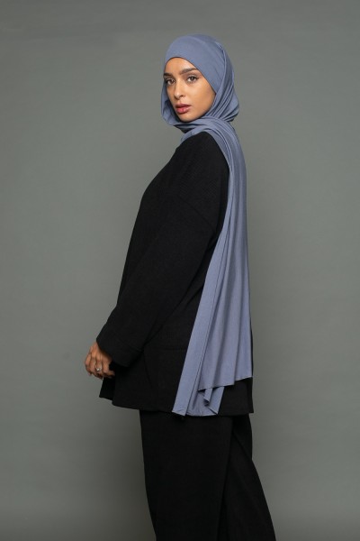 Hijab jersey luxe soft prêt à nouer bleu
