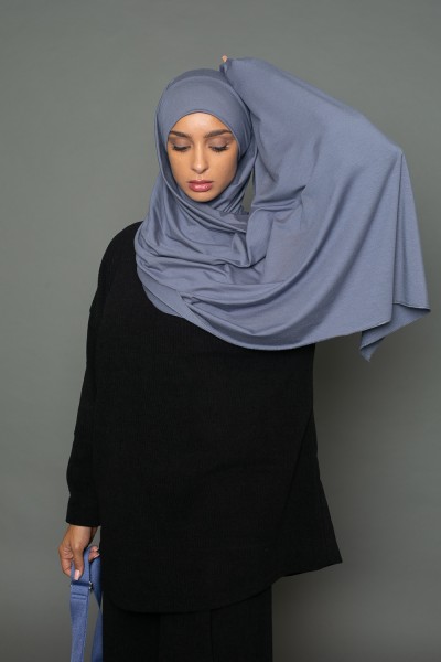 Luxury soft jersey hijab ready to tie blue
