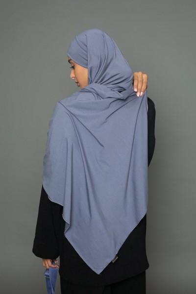 Luxuriöser Hijab aus weichem Jersey, fertig zum Binden in Blau