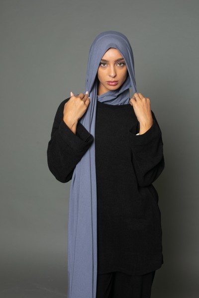 Luxury soft jersey hijab ready to tie blue