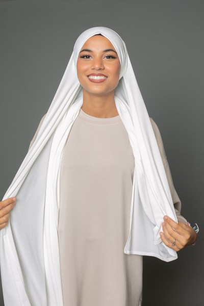 Premium ready-to-tie hijab Sandy off-white jersey