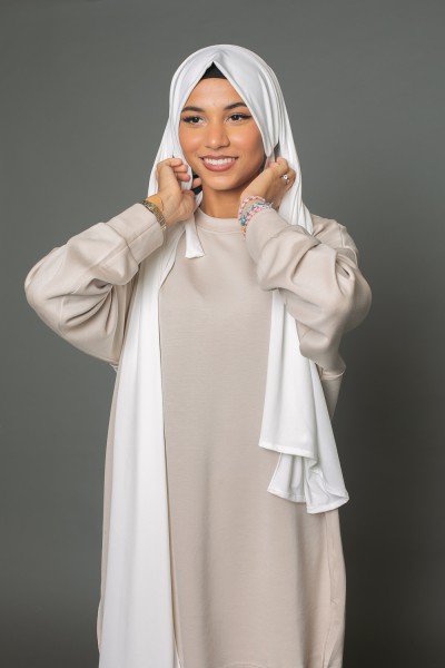 Hijab prêt à nouer premium Sandy jersey blanc cassé