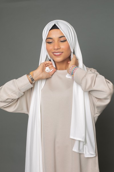 Hijab prêt à nouer premium Sandy jersey blanc cassé