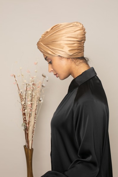 Turban to tie amber silk creation