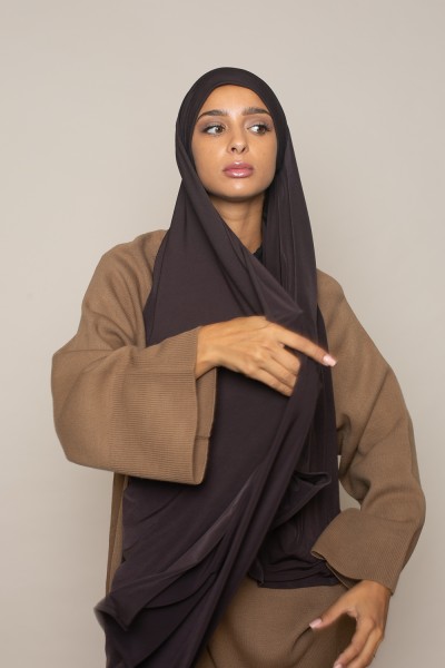 Hijab listo para atar jersey premium marrón Sandy