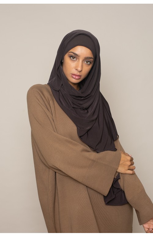 Hijab premium prêt à nouer marron