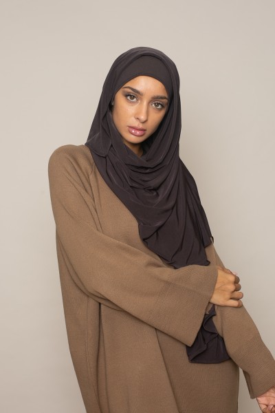 Hijab premium prêt à nouer marron