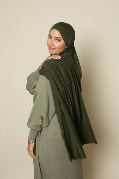 Luxury soft jersey hijab ready to tie khaki