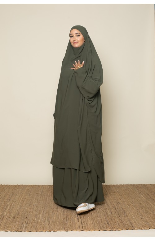 Jilbab premium en Soie de Médine kaki