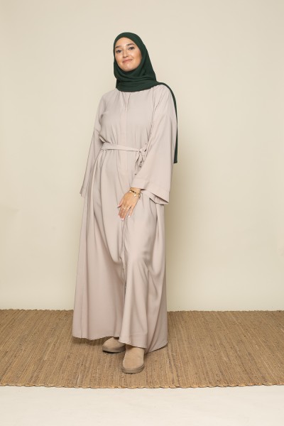 Helltaupefarbenes Medina-Hemdblusenkleid aus Seide