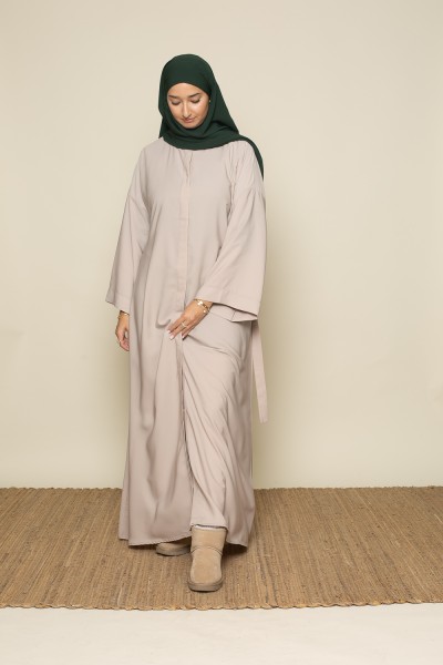 Light taupe Medina silk shirt dress