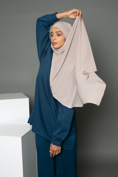 Hijab prêt à nouer premium Sandy jersey taupe clair