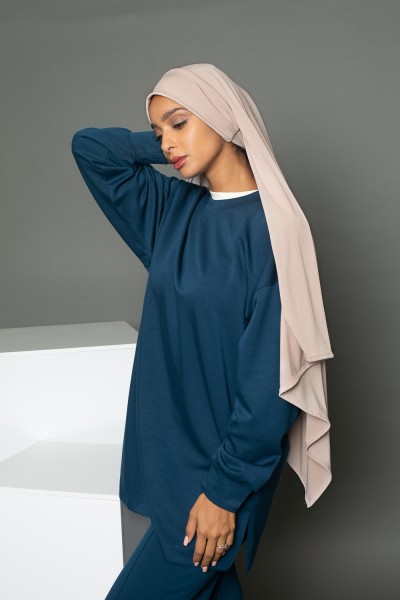 Premium ready-to-tie hijab Sandy light taupe jersey
