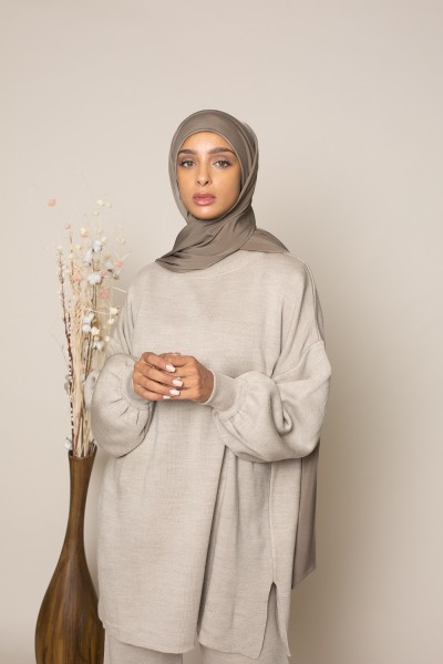 Hijab prêt à nouer premium Sandy jersey taupe