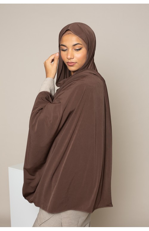 Hijab jersey premium chocolat