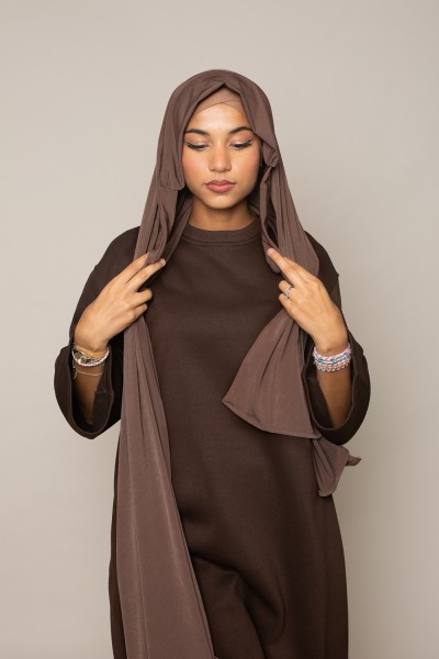 Hijab listo para atar premium Sandy jersey choco