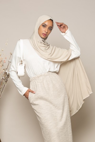 Hijab premium Sandy jersey beige crème