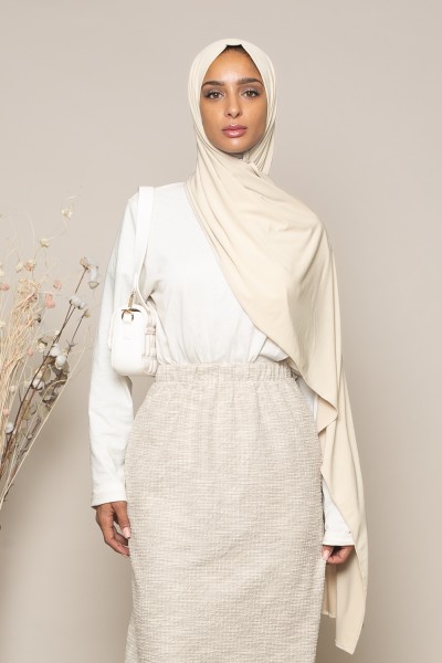 Premium Sandy jersey hijab cream beige