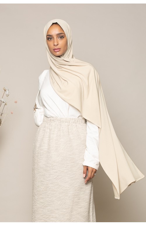 Hijab premium crème jersey lycra premium