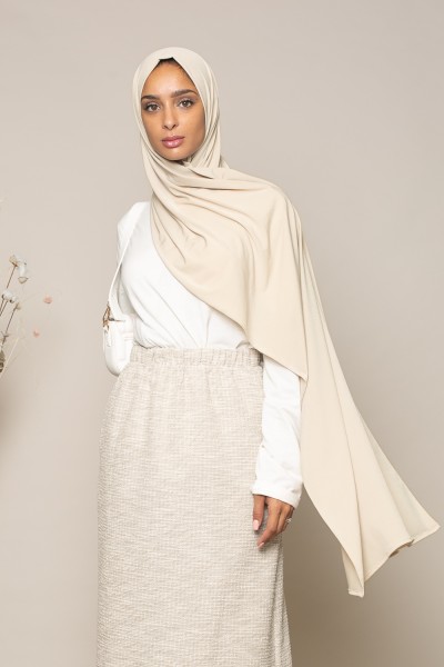 Hijab premium crème jersey lycra premium