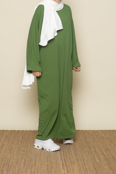 Abaya oversize para niña verde oliva