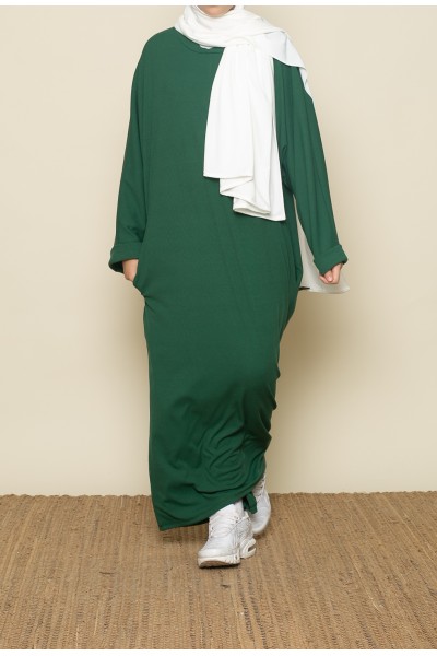 Abaya oversize verde oscuro para niñas