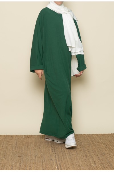 Dunkelgrüne, übergroße Abaya für junge Mädchen