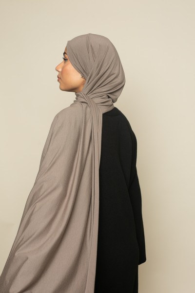 Luxury soft jersey hijab ready to tie dark taupe