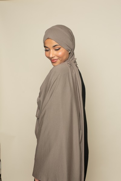Luxury soft jersey hijab ready to tie dark taupe