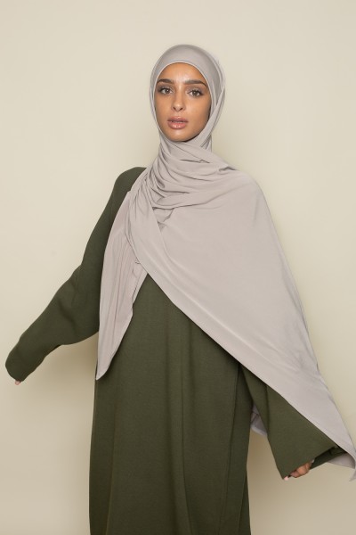 Hijab prêt à nouer premium Sandy jersey taupe grey