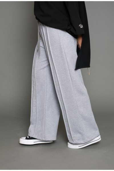 Pantalon large coton 3 plis gris