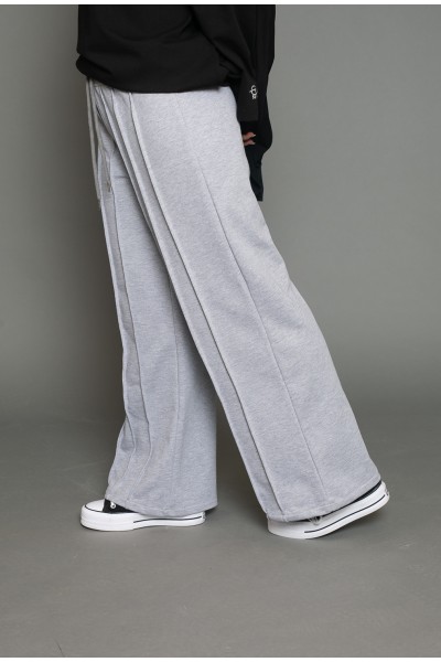 Pantalon large coton 3 plis gris