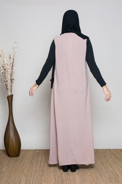 Eisbraunes ärmelloses Kleid aus Medina-Seide