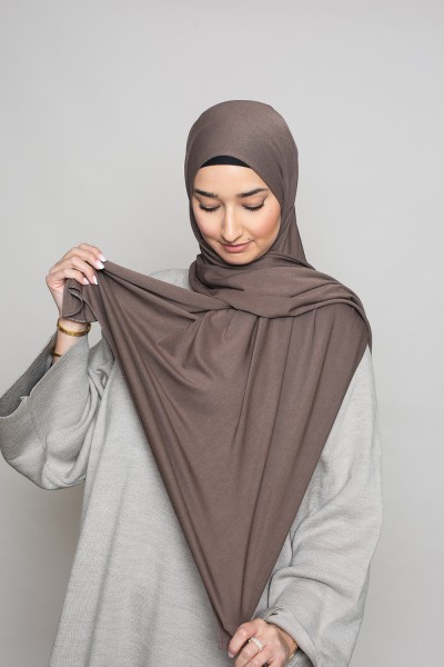Hijab-Jersey Lux, weiches Taupebraun