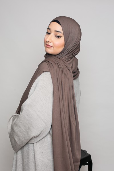 Hijab-Jersey Lux, weiches Taupebraun