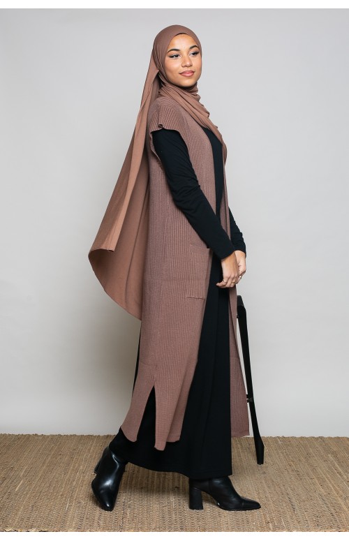 Gilet log sans manche habillé et classe boutique pour femme musulmane