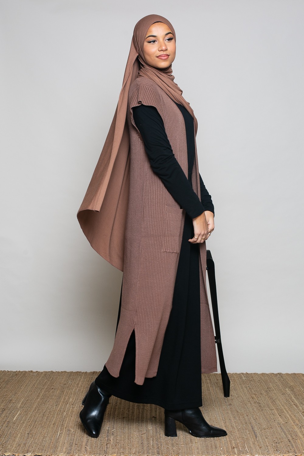 Gilet log sans manche habillé et classe boutique pour femme musulmane