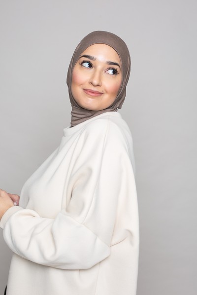 Hijab sport jersey à nouer taupe foncé