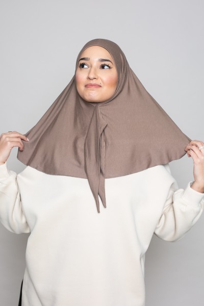 Hijab sport jersey à nouer taupe foncé