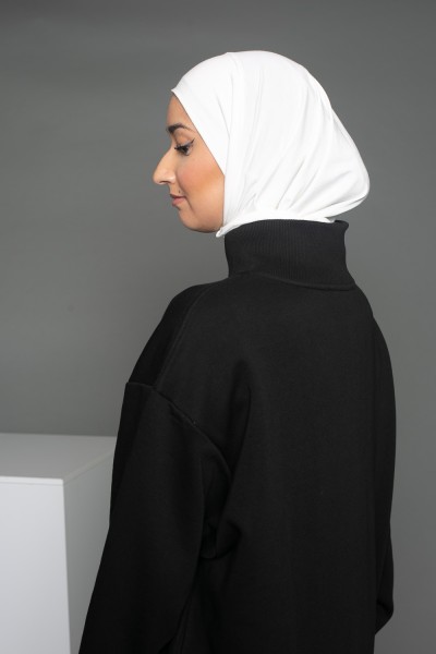 Sport-Hijab aus cremefarbenem Jersey zum Binden
