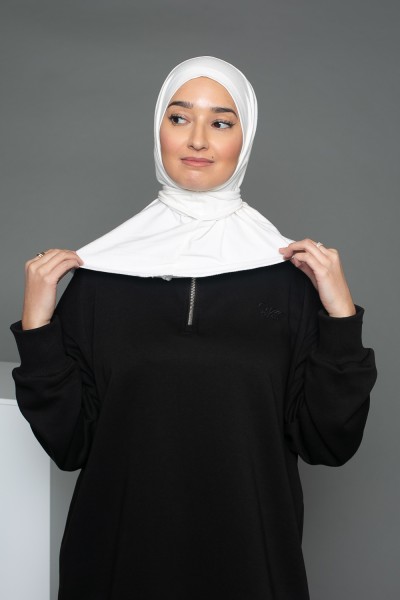 Sport-Hijab aus cremefarbenem Jersey zum Binden