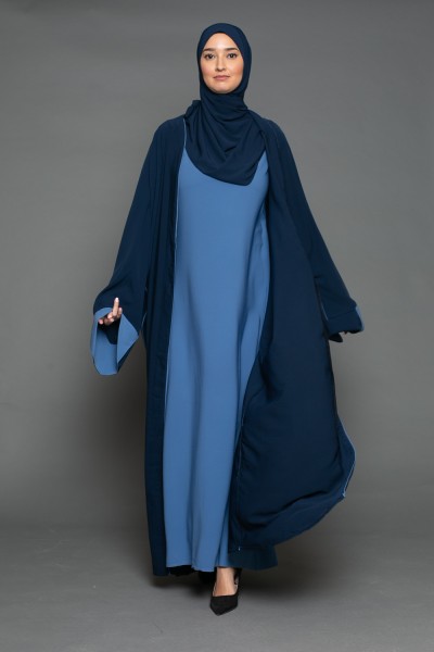 Blaues Medina-Abaya- und Hijab-Set