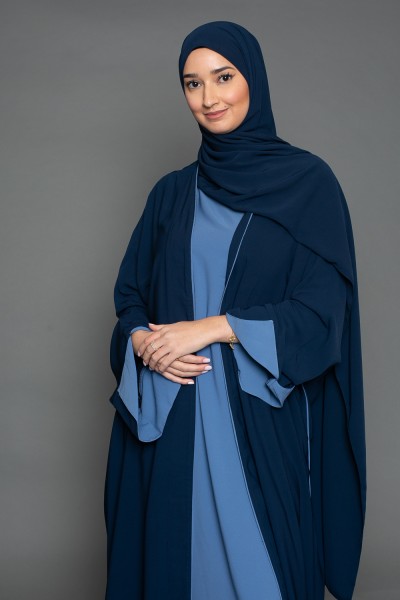 Blaues Medina-Abaya- und Hijab-Set